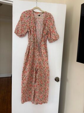 Universal Thread Coral Floral Tie-Waist Jumpsuit